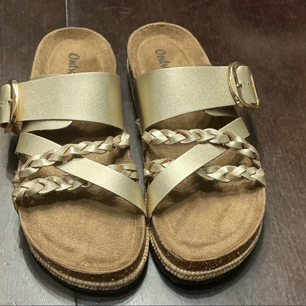 Outwoods Gold Braided Strap Sandals